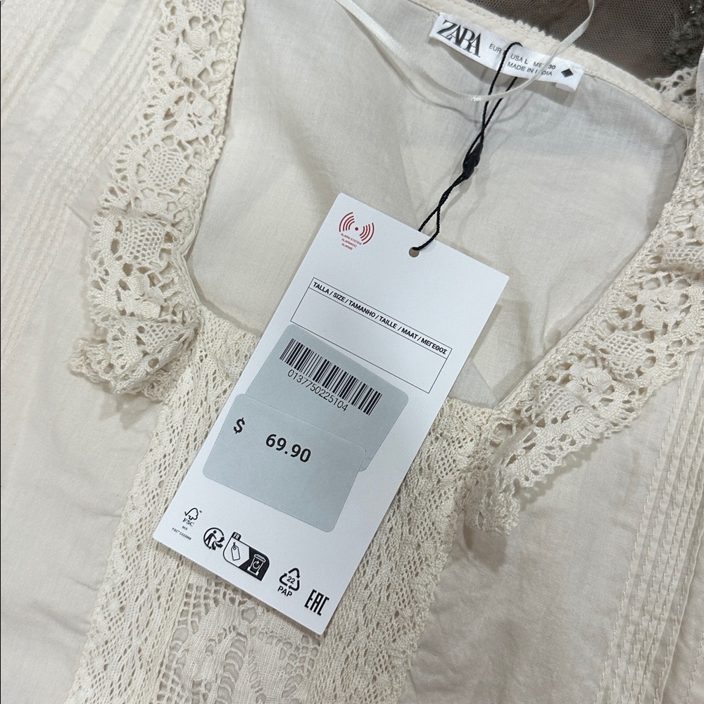 Zara Lace trim blouse/shirt - Picture 9 of 11